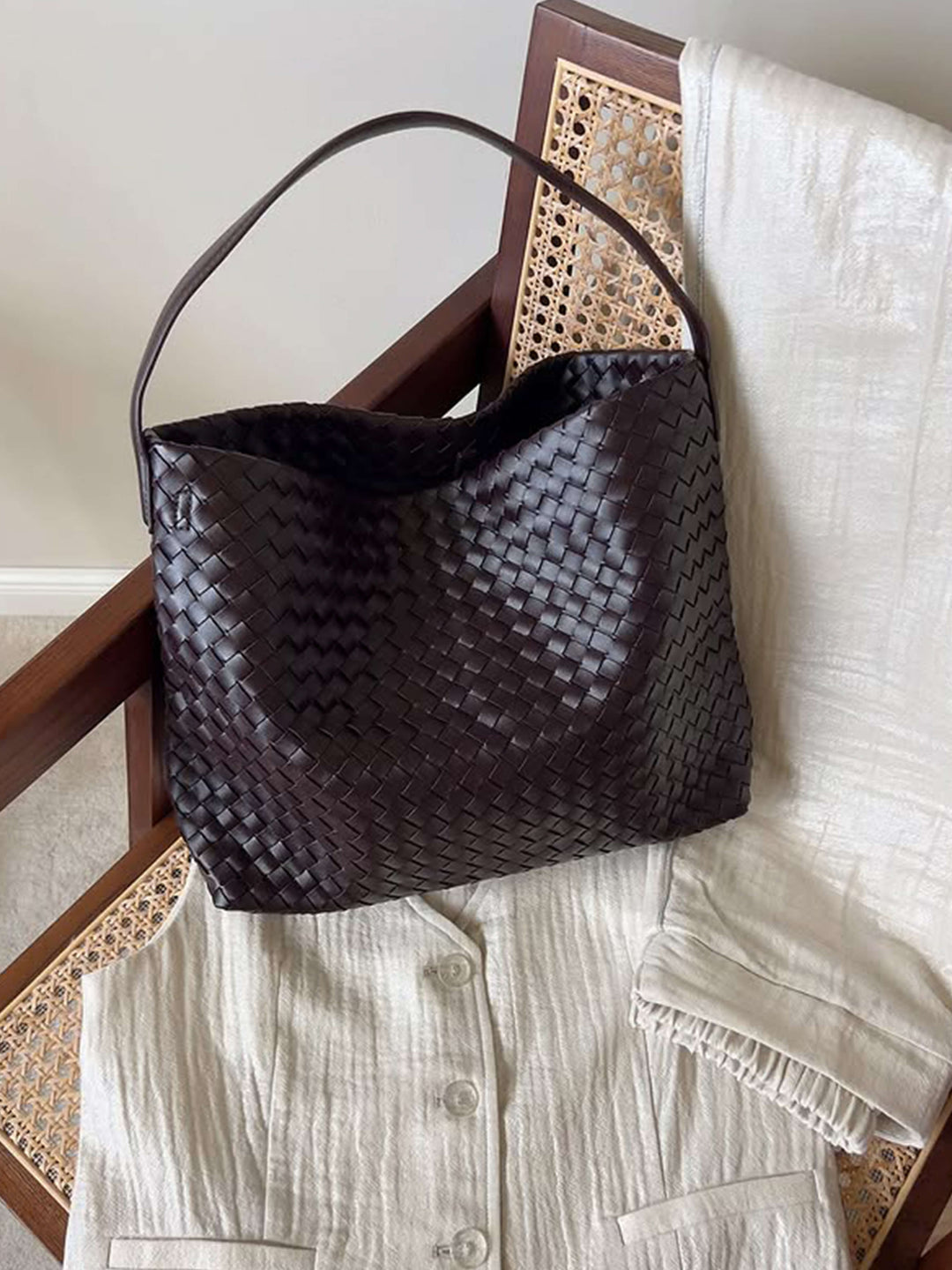 Elowen | Woven Leather Tote Bag