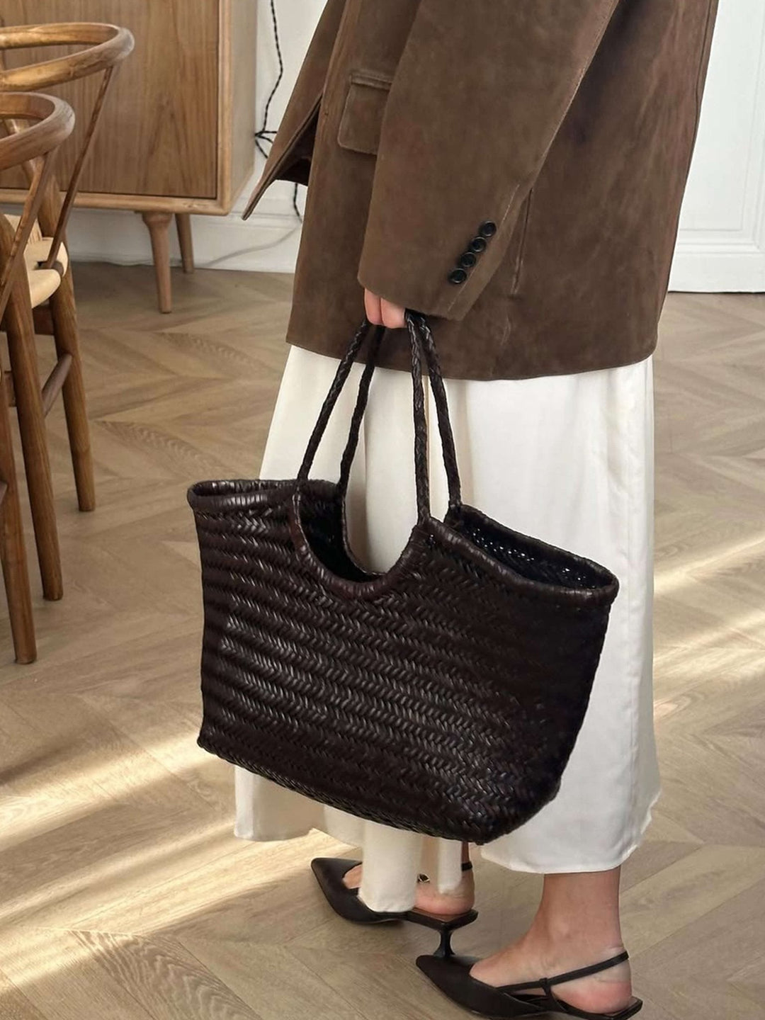 Chrysanthe | Woven Leather Tote Bag