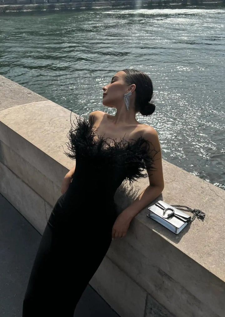 Zosia | Robe en Plumes Noires