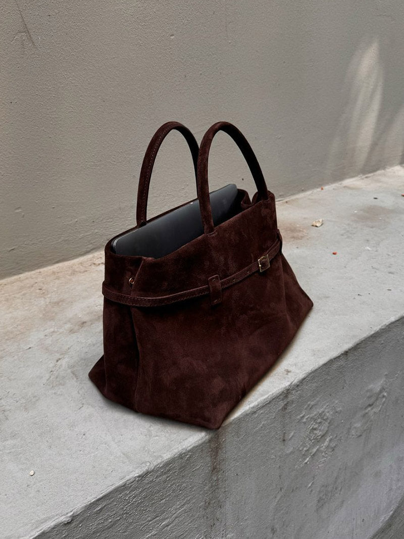Aeronwen | Classic Suede Top-Handle Bag