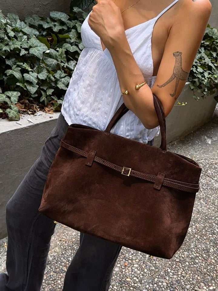 Aeronwen | Classic Suede Top-Handle Bag