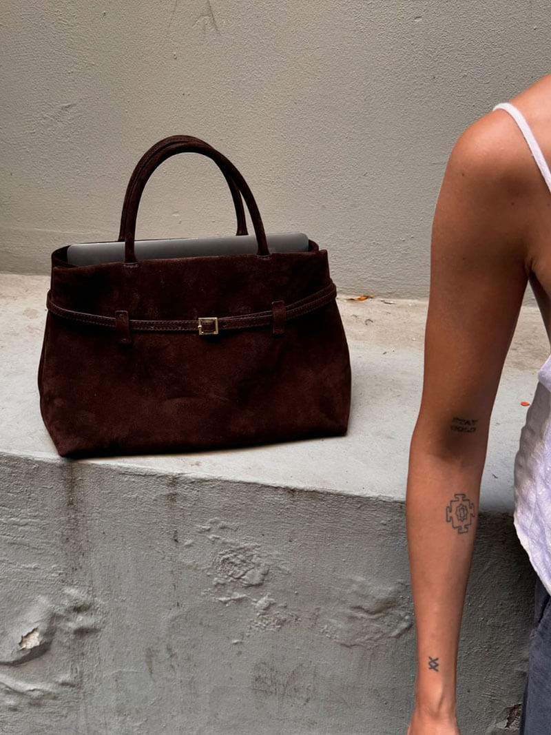 Aeronwen | Classic Suede Top-Handle Bag