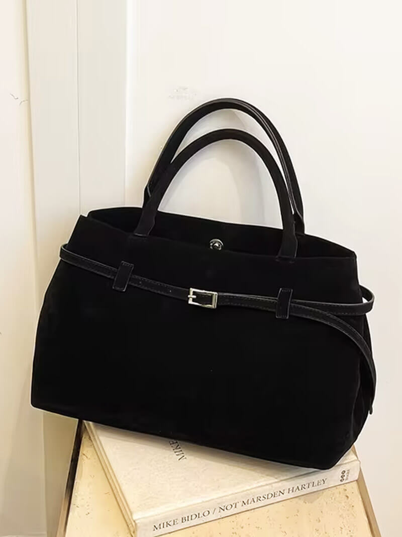 Aeronwen | Classic Suede Top-Handle Bag