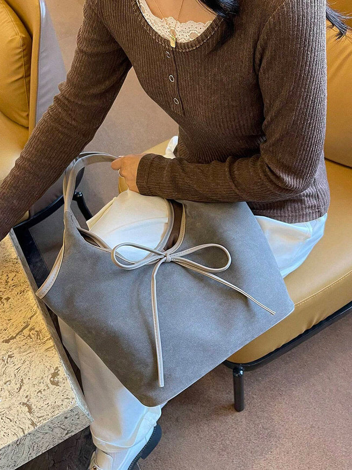 Clover | Suede Bow Tote Bag