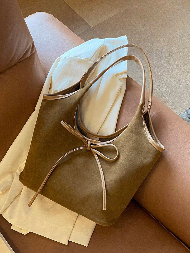 Clover | Suede Bow Tote Bag