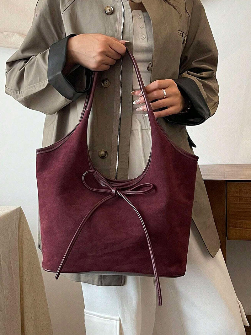 Clover | Suede Bow Tote Bag