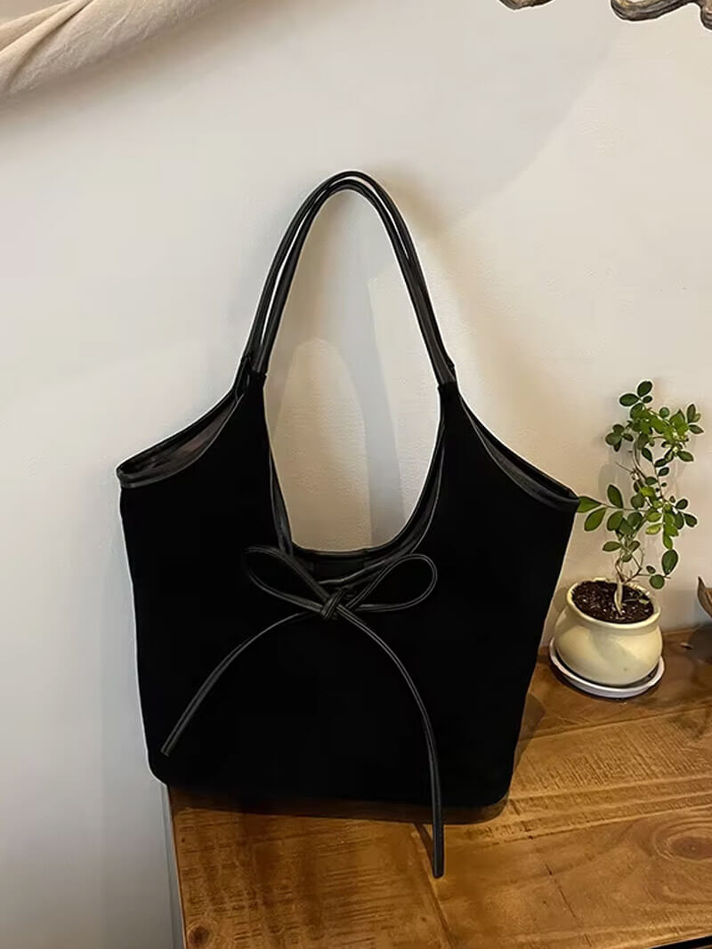 Clover | Suede Bow Tote Bag