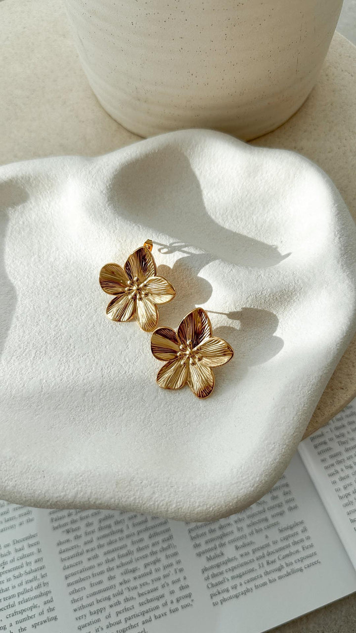 Eglantine | Delicate Floral Gold Earrings