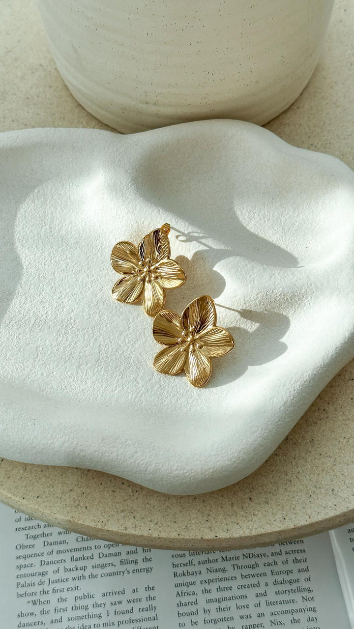 Eglantine | Delicate Floral Gold Earrings