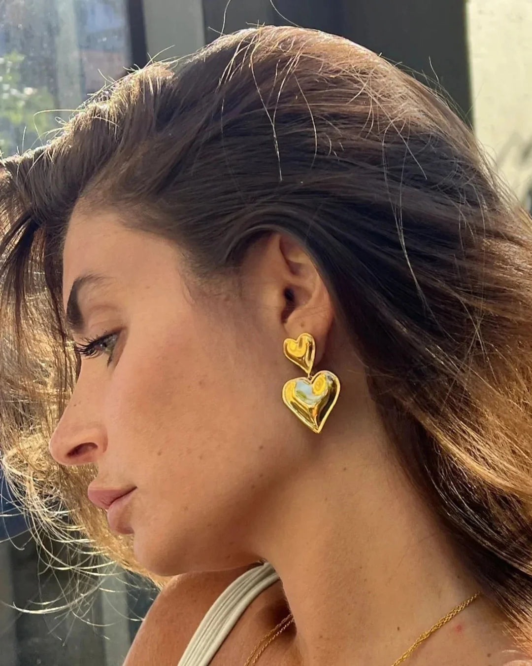 Trilby | Gold Double Heart Earrings
