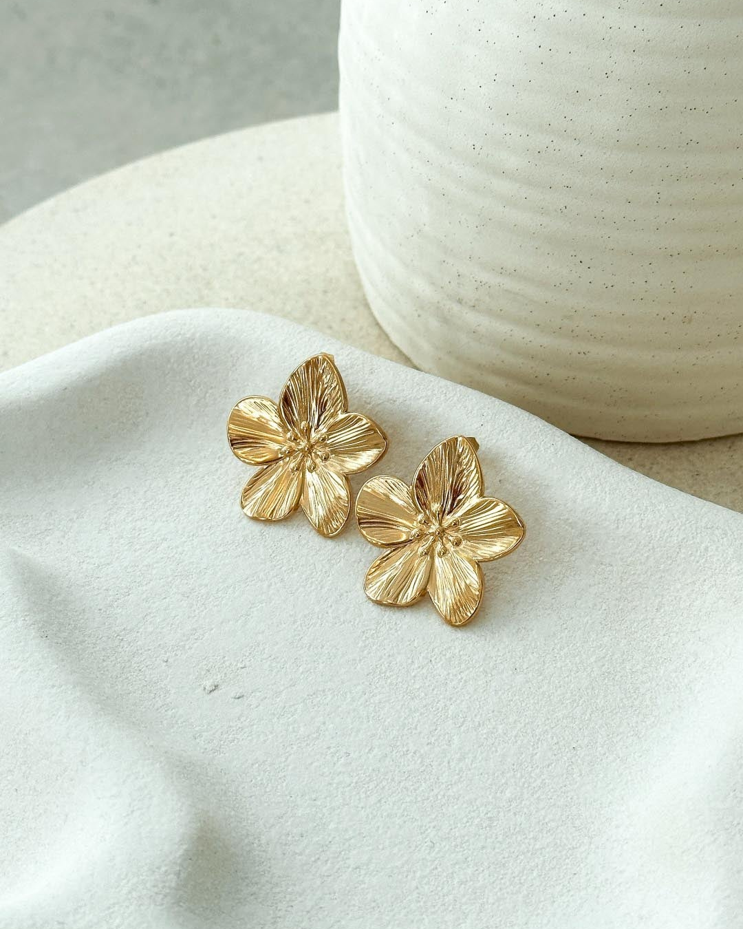 Eglantine | Delicate Floral Gold Earrings