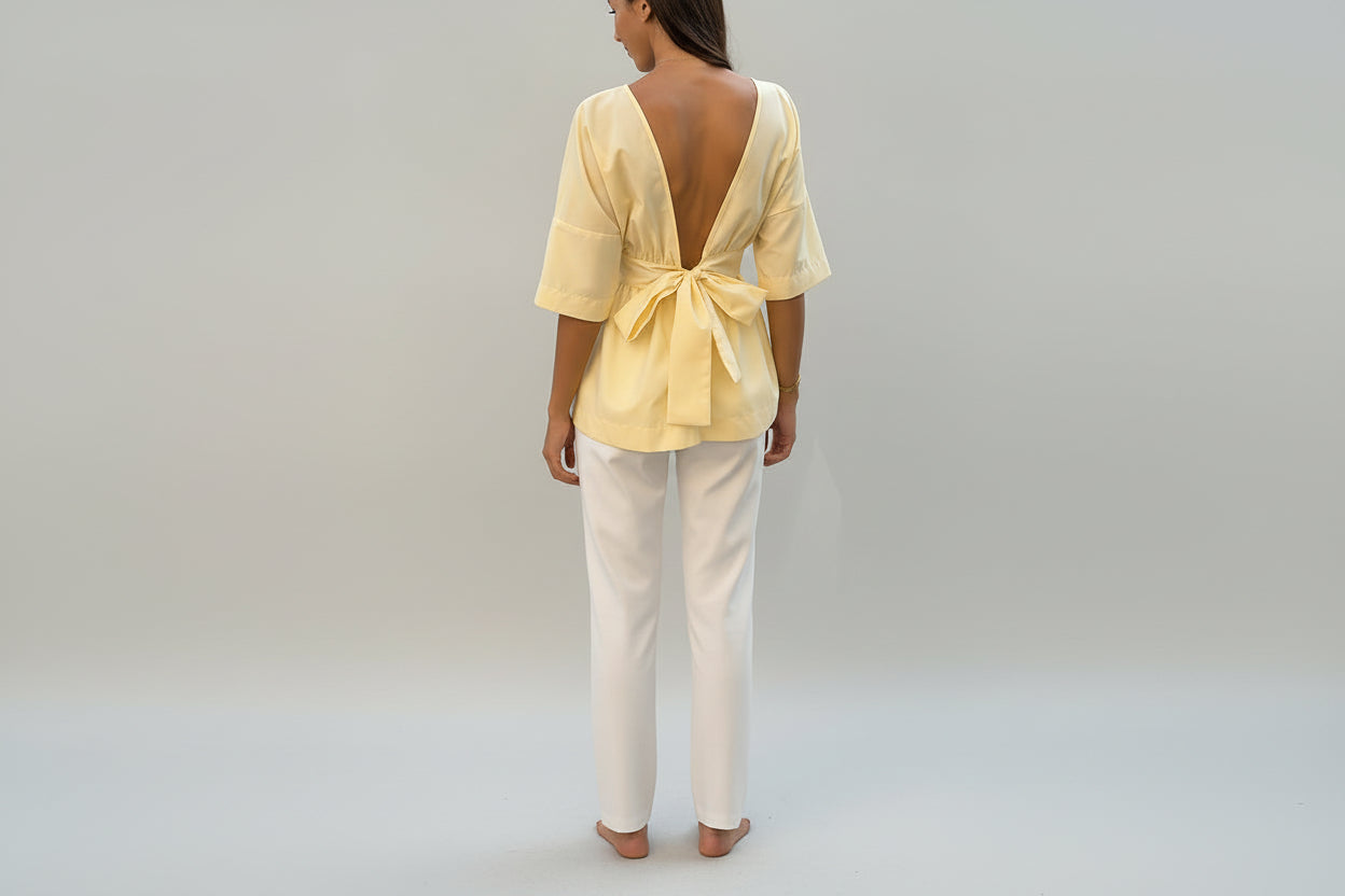 Women's French Style Lace-Up Backless Shirt Top