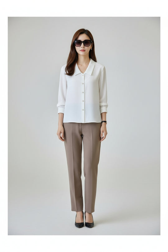 Women’s Korean Style Satin Long Sleeve Shirt