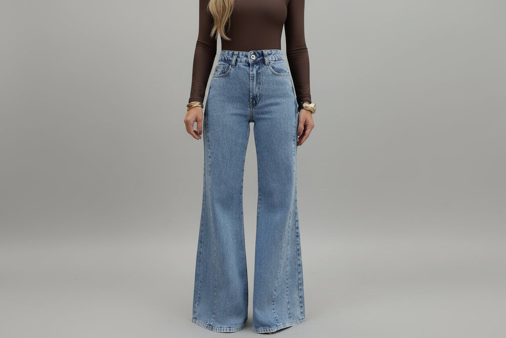 Women’s Light Blue High Waisted Flared Denim Jeans