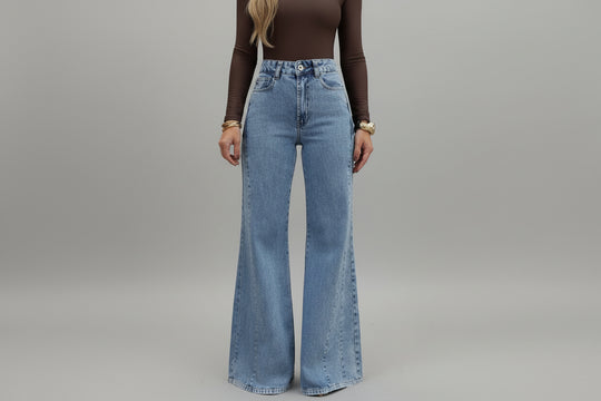 Women’s Light Blue High Waisted Flared Denim Jeans