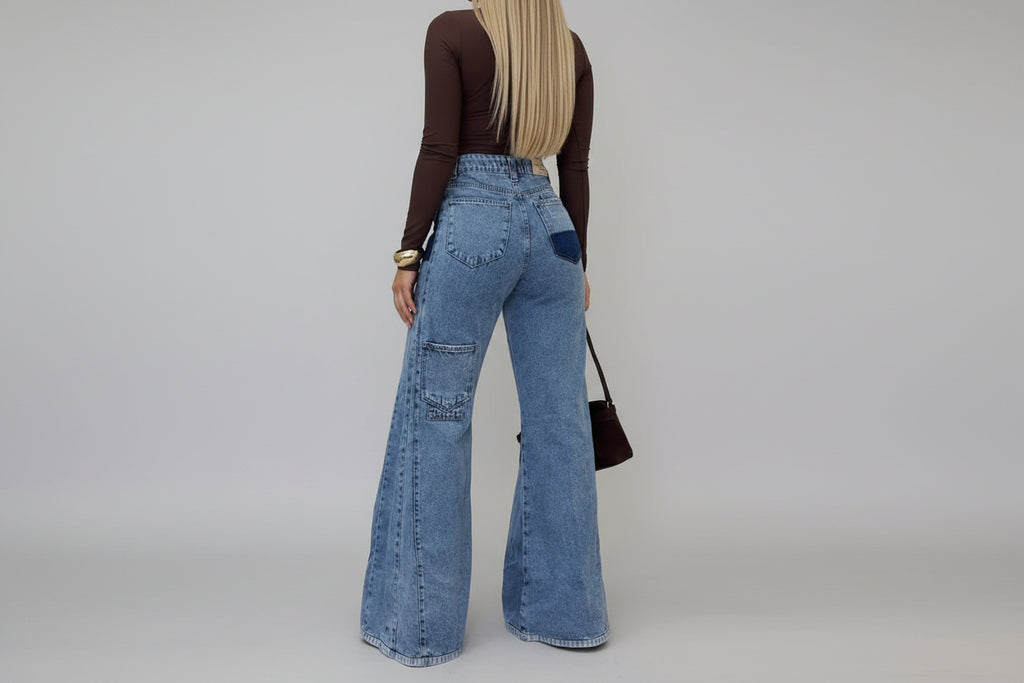 Women’s Light Blue High Waisted Flared Denim Jeans