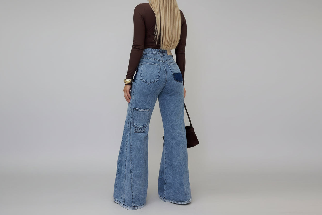 Women’s Light Blue High Waisted Flared Denim Jeans