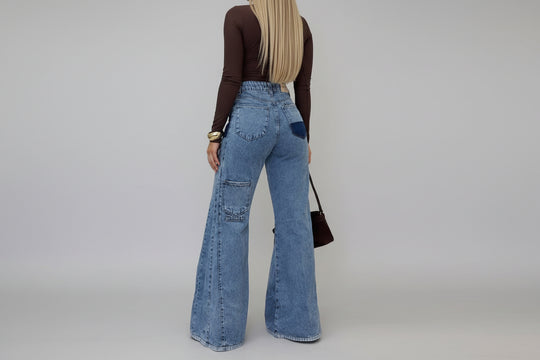 Women’s Light Blue High Waisted Flared Denim Jeans