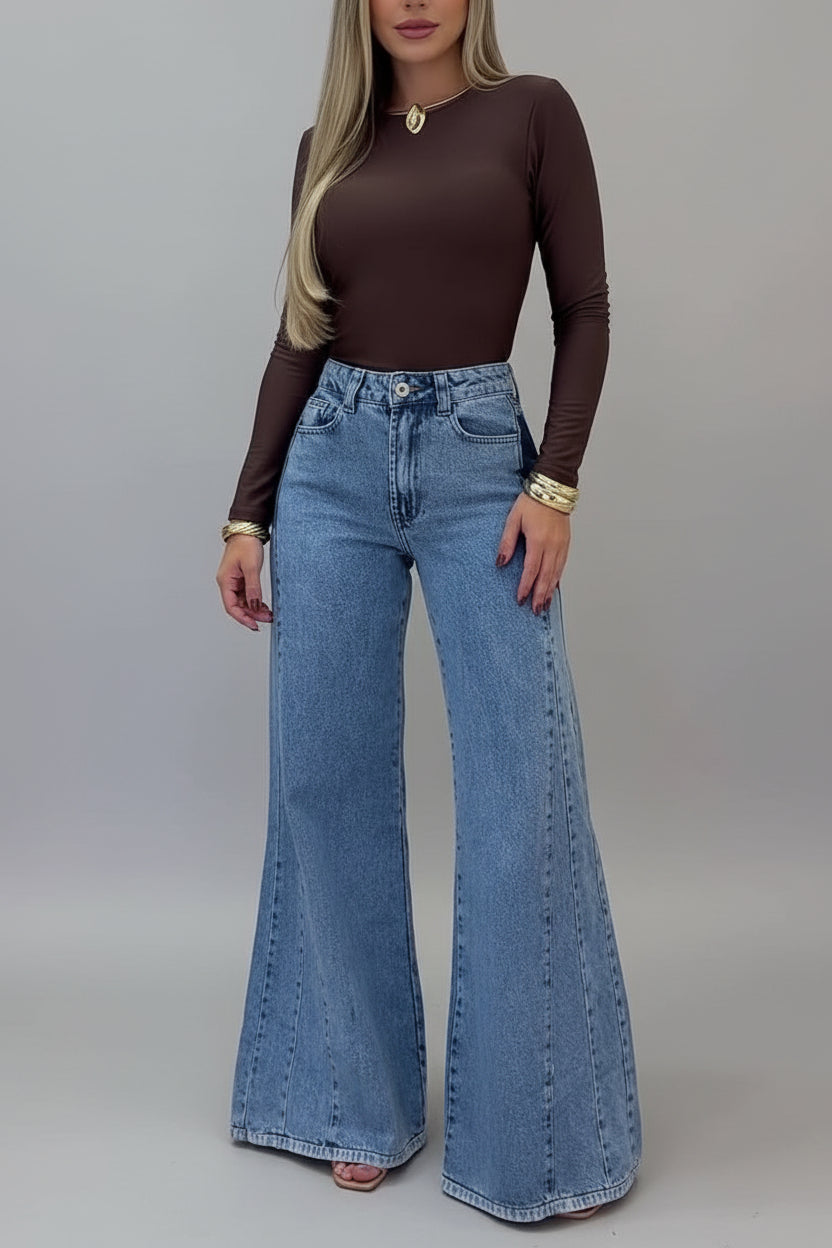 Women’s Light Blue High Waisted Flared Denim Jeans