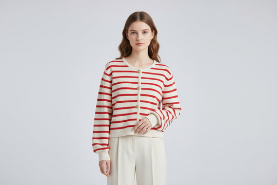 Women’s Striped Knitted Cropped Cardigan Sweater