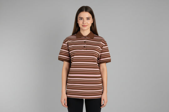 Women’s Striped Short Sleeve Polo T Shirt