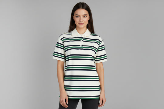 Women’s Striped Short Sleeve Polo T Shirt