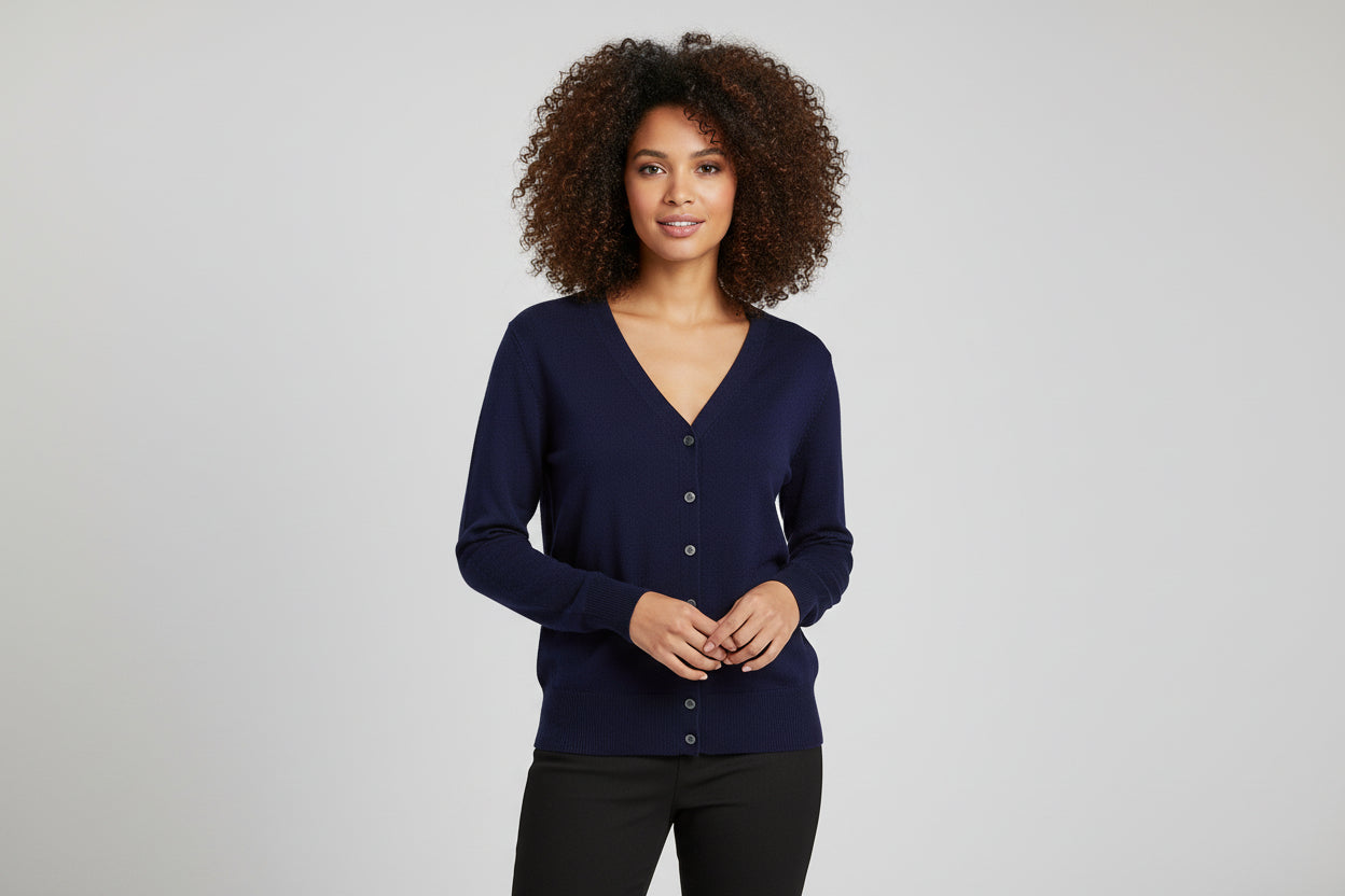 Women’s V-Neck Long Sleeve  Knit Cardigan Sweater