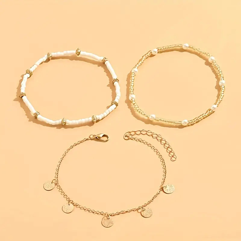 Keridwen | Pearl Accent Multi-Layer Anklet
