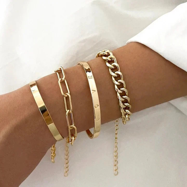 Lunara | Mixed Gold Bangle Bracelet