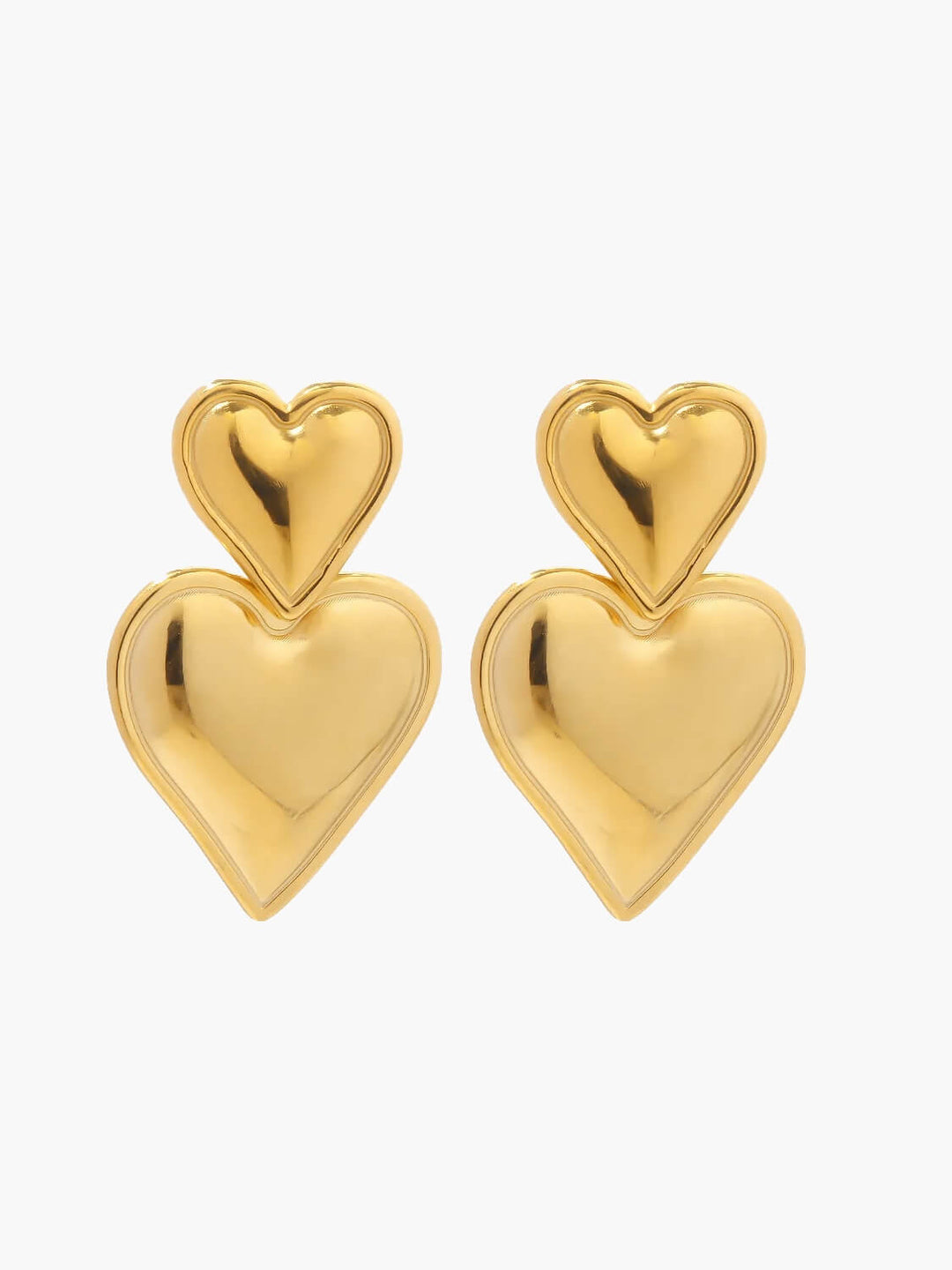 Trilby | Gold Double Heart Earrings
