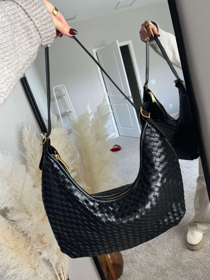 Araminta | Woven Leather Hobo Bag