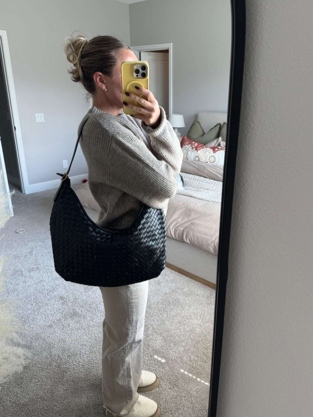 Araminta | Woven Leather Hobo Bag