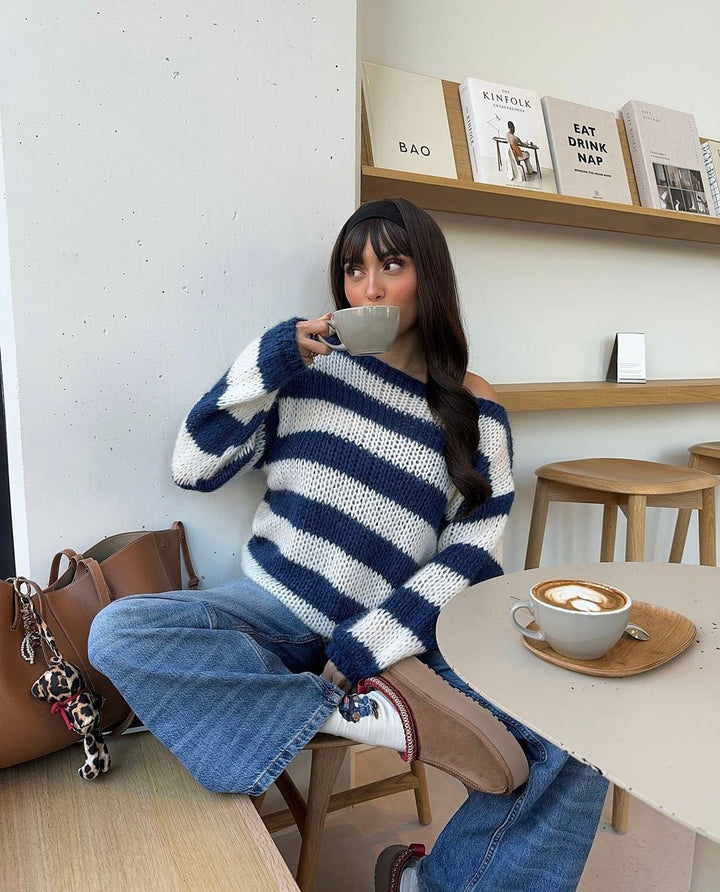 Fidelis | Striped Off-Shoulder Sweater