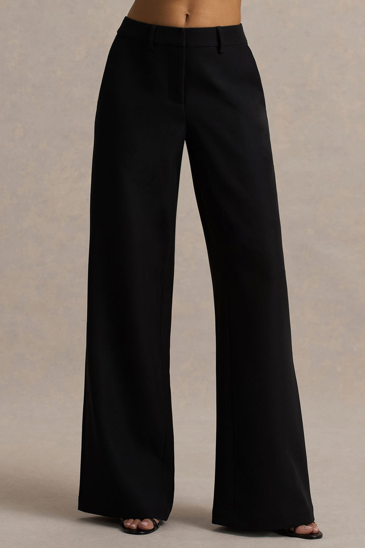 Silvia | Black Straight-Leg Trousers