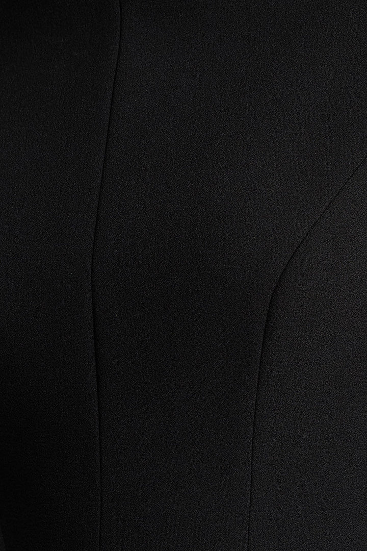 Pepita | Black High-Neck Tailored Maxi Dress With Drop-Waist And Satin Skirt