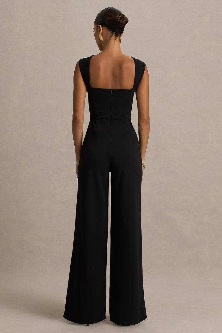 Everlee | Black Sweetheart-Neck Jumpsuit