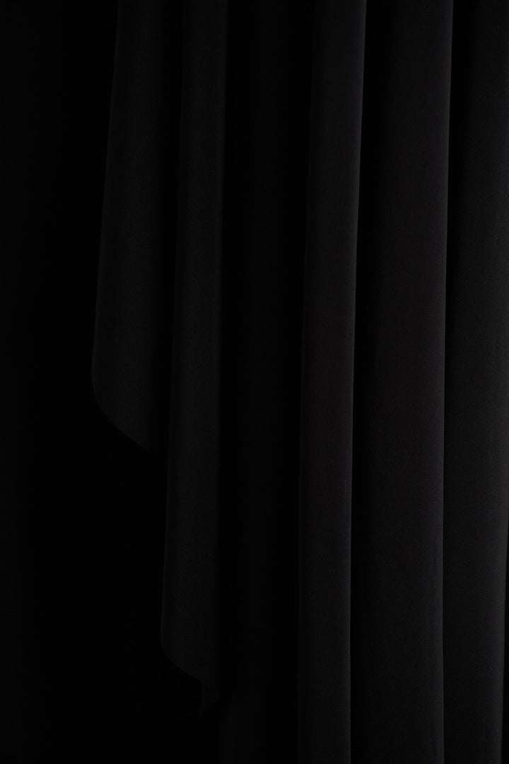 Briony | Black Crew-Neck Maxi Dress With Cape Sleeves