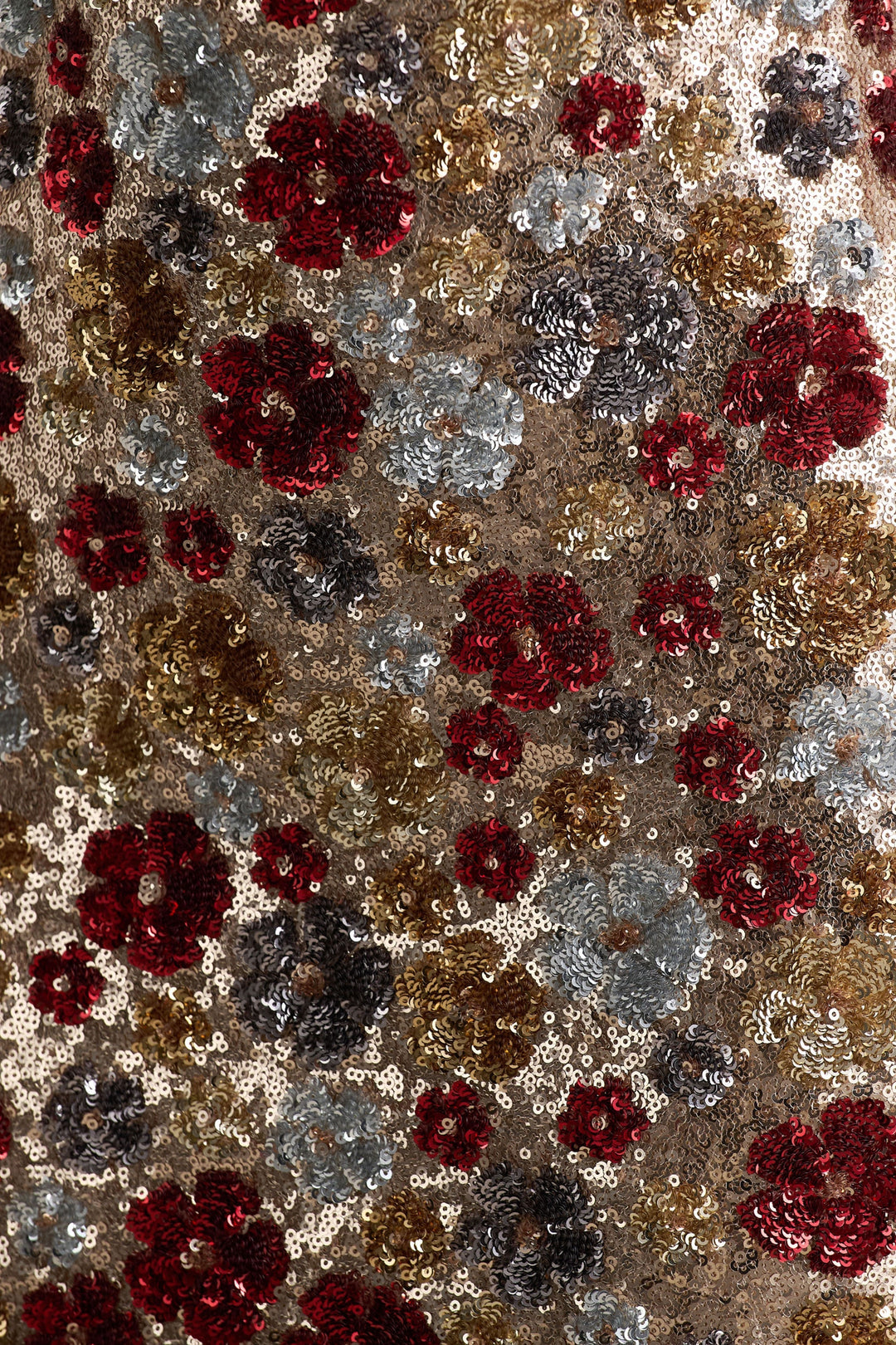 Vitora | Red Floral Embellished Sequin Square-Neck Maxi Dress