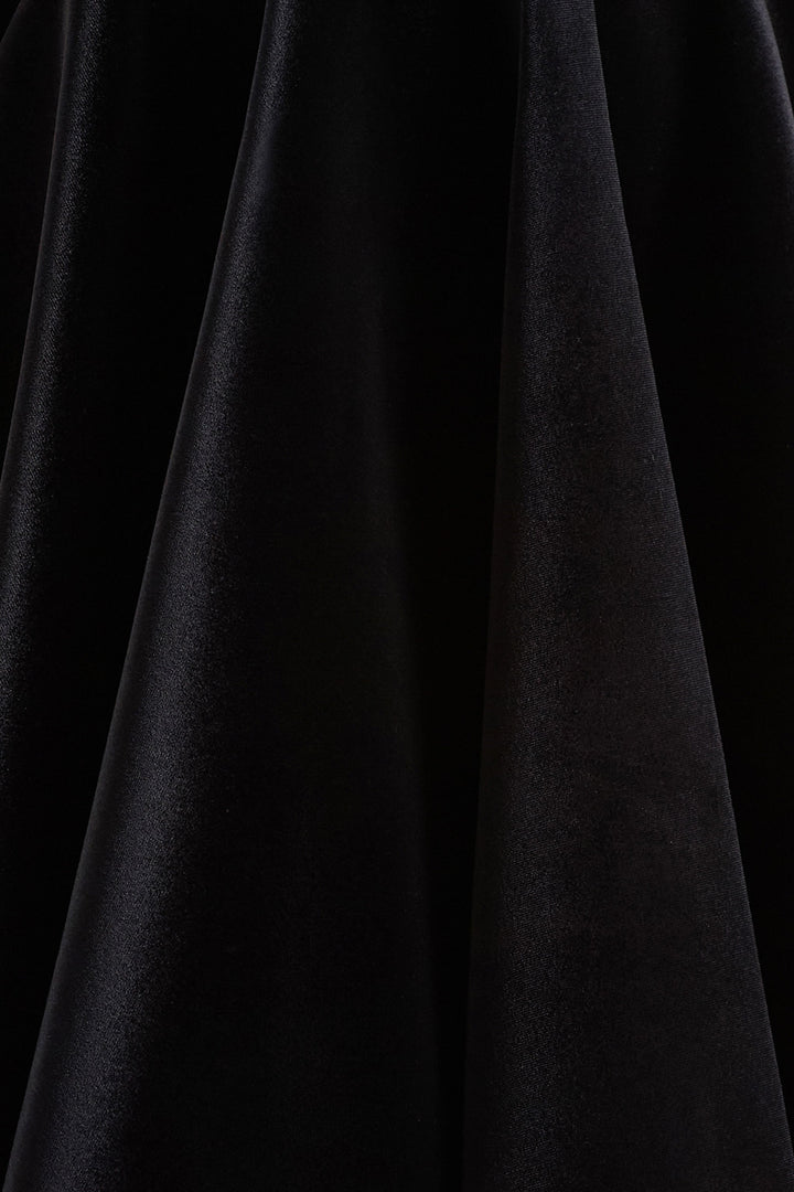 Priya | Black Velvet Mini Dress With Puff Sleeves