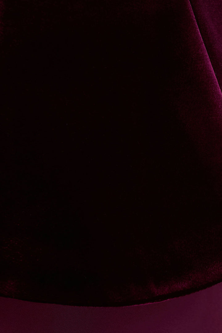 Indulgent | Burgundy Velvet And Satin Bandeau Corset Maxi Dress