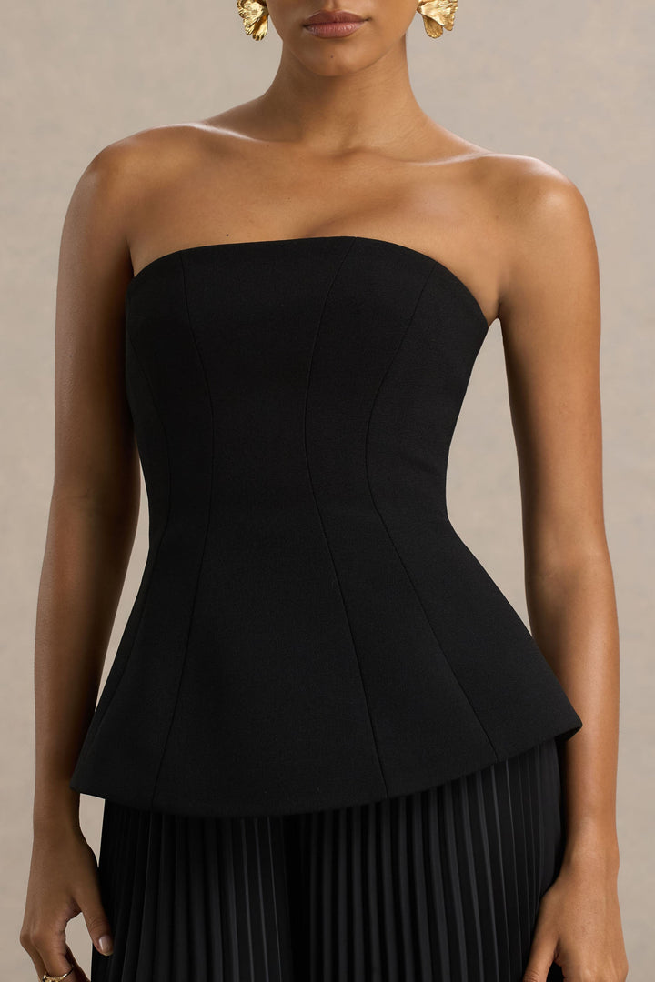 Feeling Good | Black Bandeau Jumpsuit With Pleated Trouser