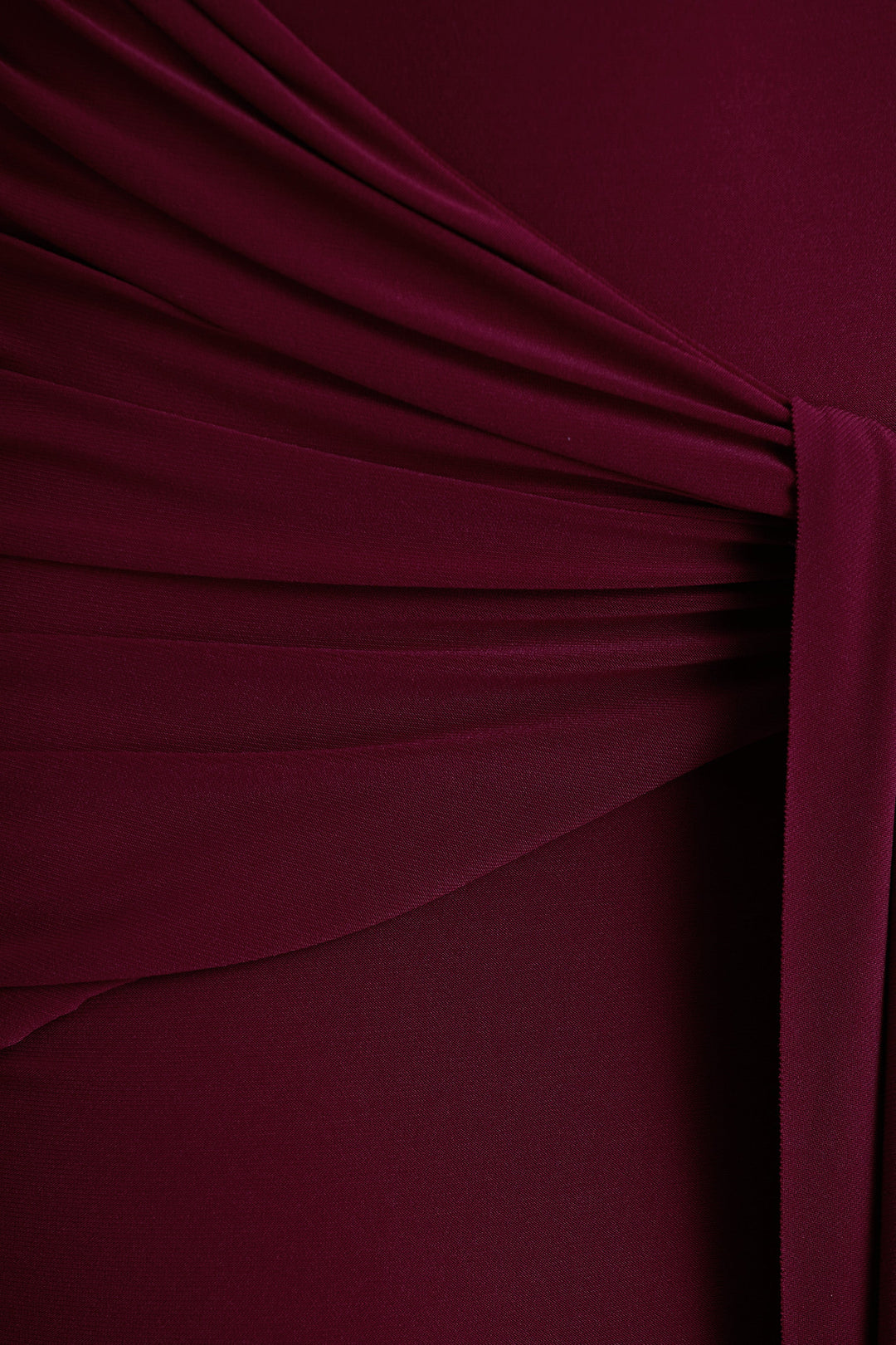 Pietra | Berry High-Neck Long Sleeve Knot Maxi Dress