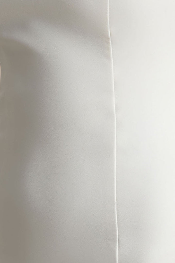 Geneve | White Halter-Neck Mini Dress With Ruffled Trim