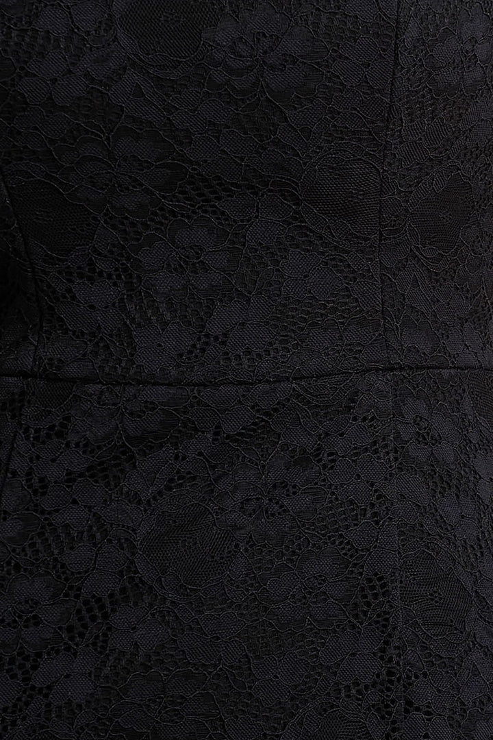 Alissa | Black Lace Square-Neck Midi Dress