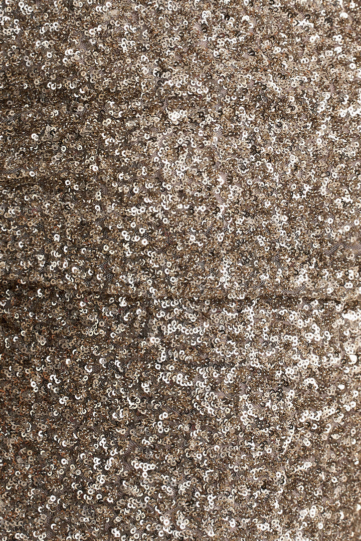 Melina | Champagne Sequin Bardot-Neck Maxi Dress