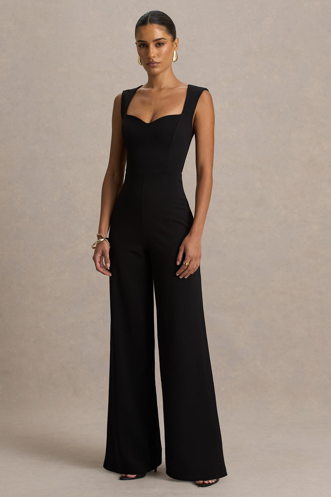 Everlee | Black Sweetheart-Neck Jumpsuit