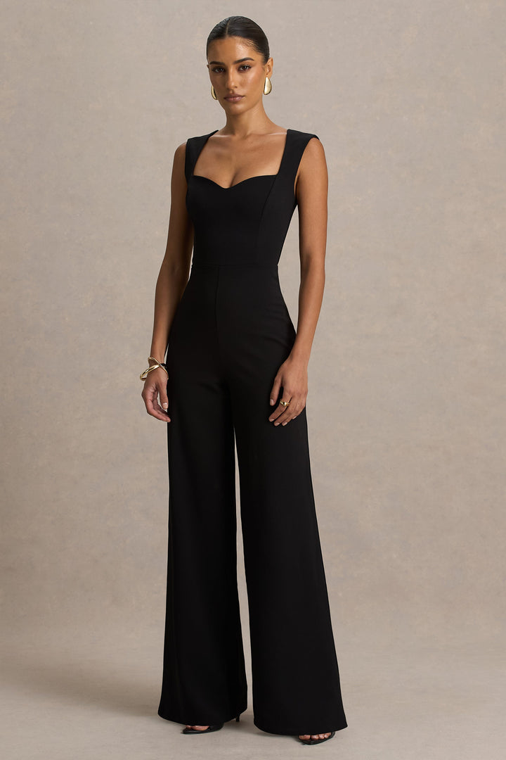 Everlee | Black Sweetheart-Neck Jumpsuit
