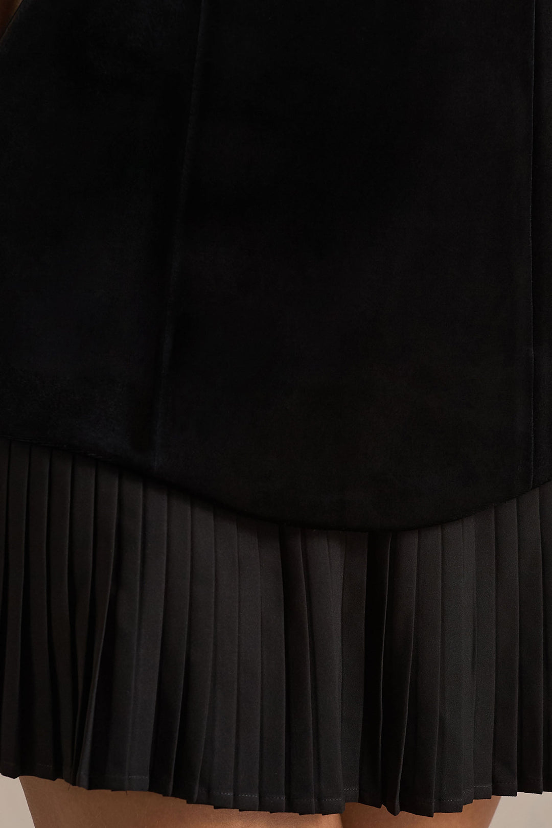 Valentina | Black Velvet Bandeau Mini Dress With Pleated Detailing