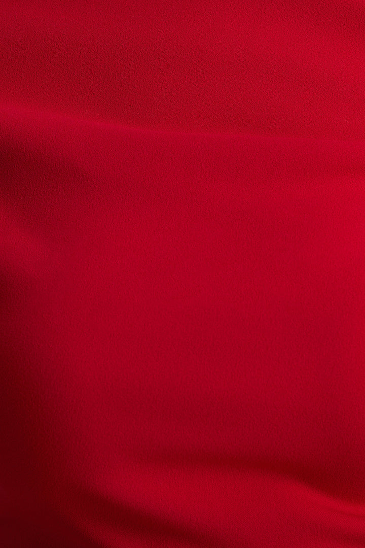 Alexandra | Red Asymmetric-Neck Draped Jumpsuit