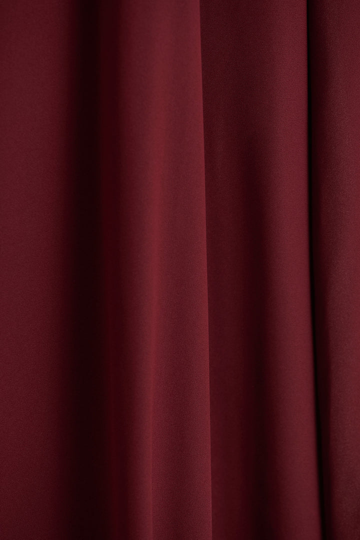 Pristina | Burgundy Boat-Neck Woven Maxi Dress With Cape Detail